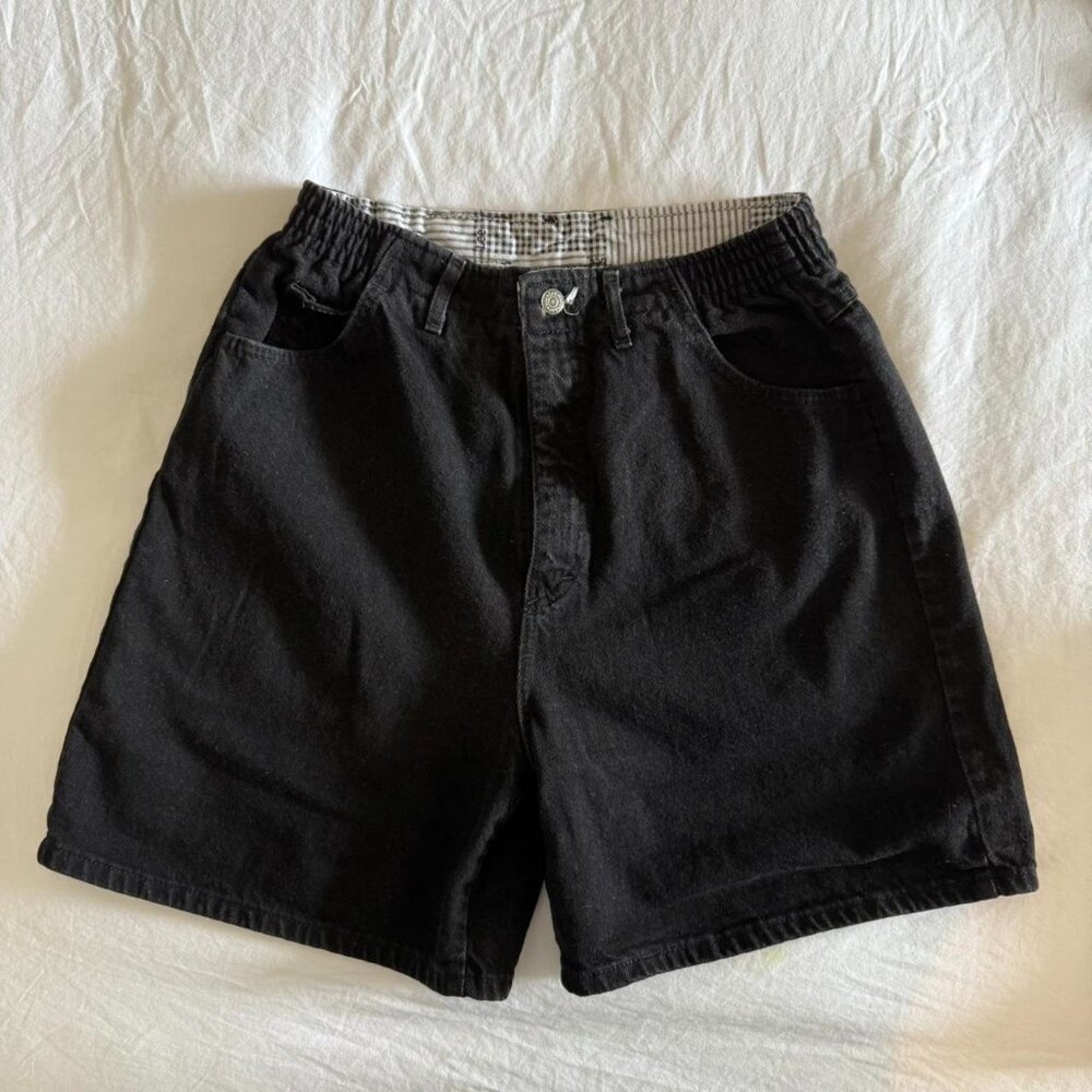 VINTAGE LEE 80s Black high-waisted denim shorts